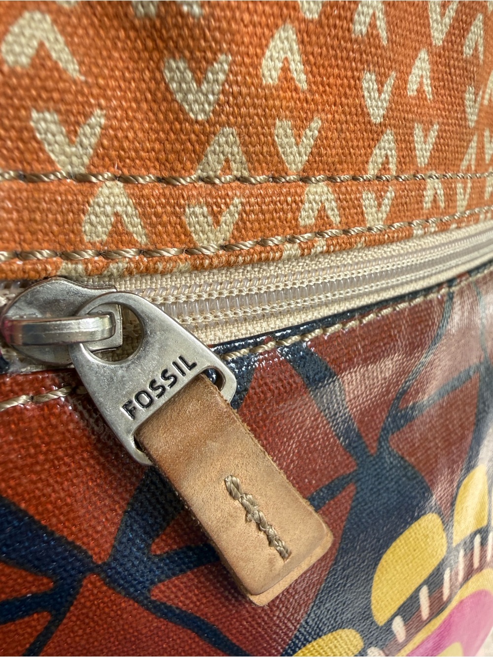 Fossil Orange Multicolor Patterned Crossbody Bag - Picture 5 of 7